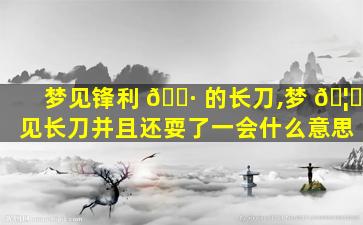 梦见锋利 🕷 的长刀,梦 🦋 见长刀并且还耍了一会什么意思